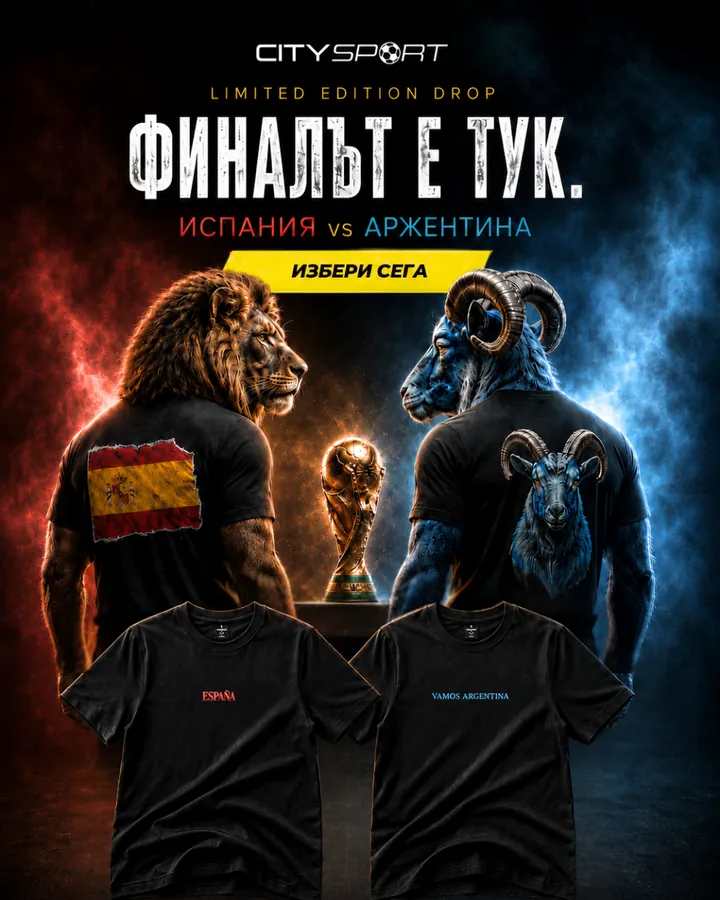 CitySport-annonce: limited T-shirts til finalen mellem Spanien og Argentina